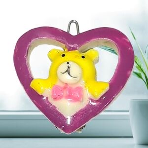 Purple Heart Child's Barrette w/ Yellow Bear